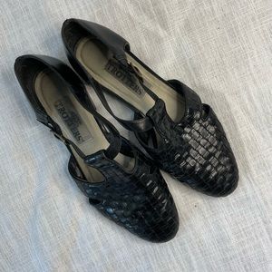 Vintage Mary Jane Woven Sandals - BLACK